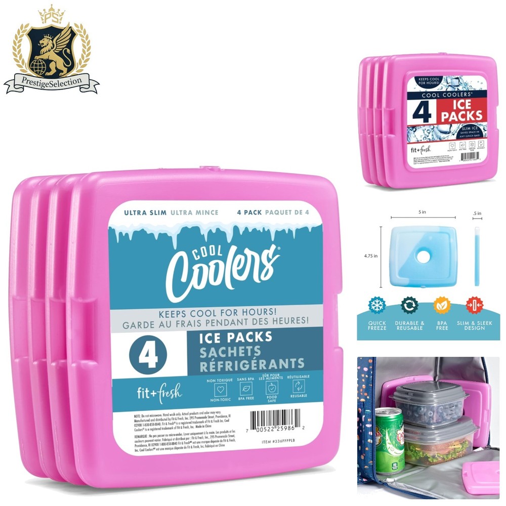 Quick Freeze 4 Pack Slim Ice Packs – Versatile & Non-Toxic Cooling Solution