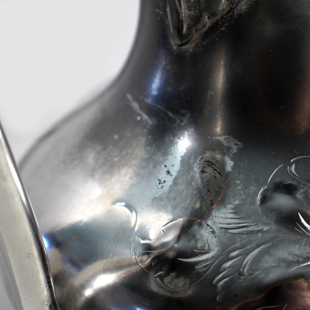 Vintage Silver Quadruple Plated Pitcher Poole Silver Co. #1264 Embossed Design