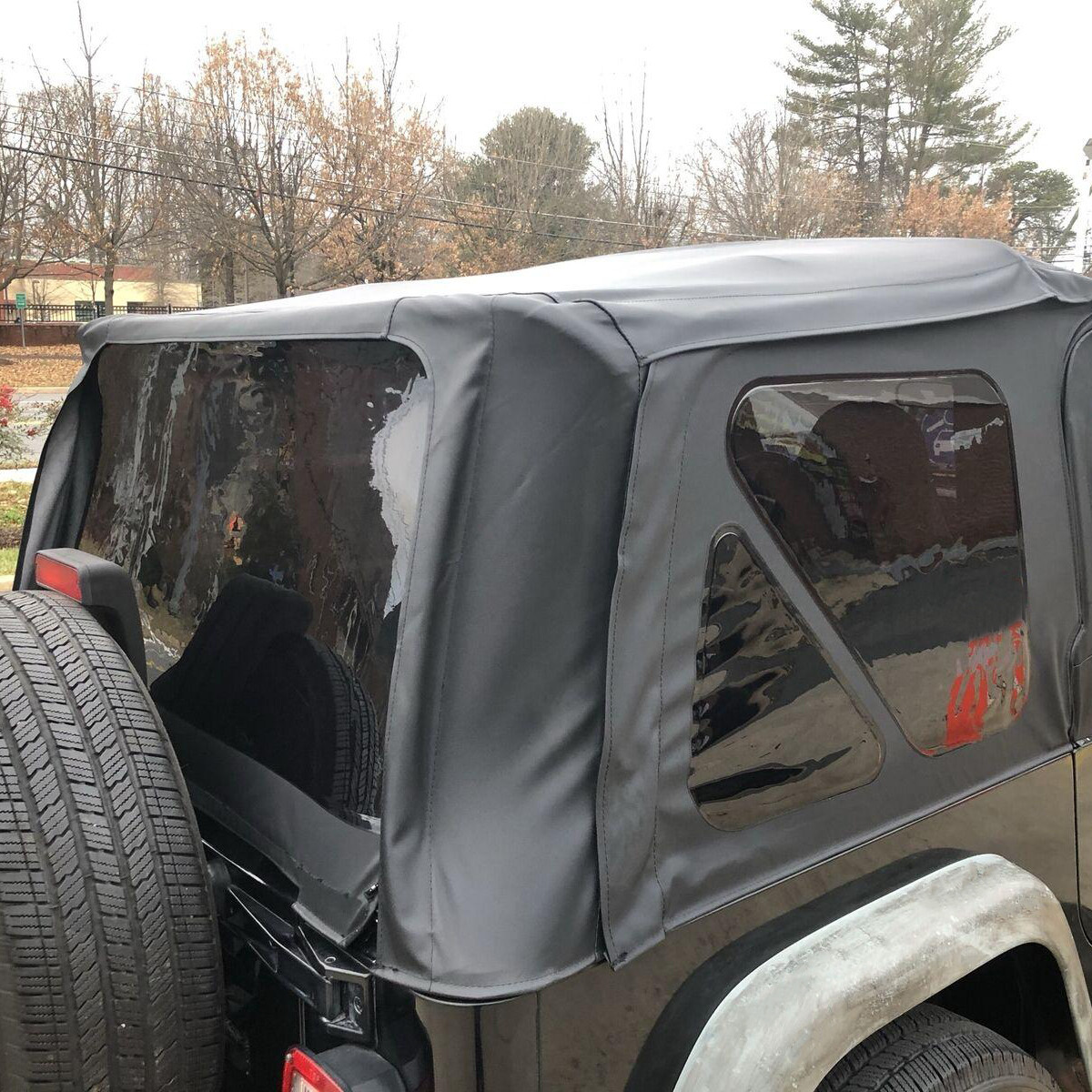 Front Rear Soft Top + Upper Skins Diamond Black For 97-06 Jeep Wrangler TJ 2 Dr