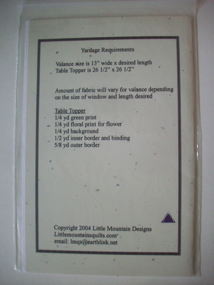 Flower Valance and table topper quilt pattern *A15