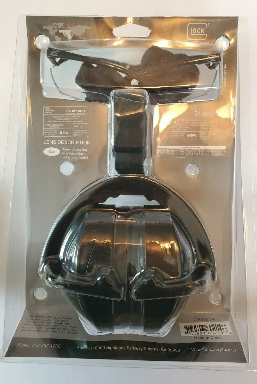 GLOCK Range Kit AP60214 Shooting Glasses, Earplugs, Ear Muffs 25db