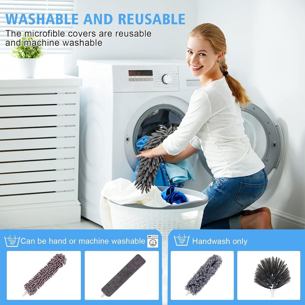 Microfiber Feather Duster 5-in-1 Kit, Dusters for Cleaning, Duster with Exten...