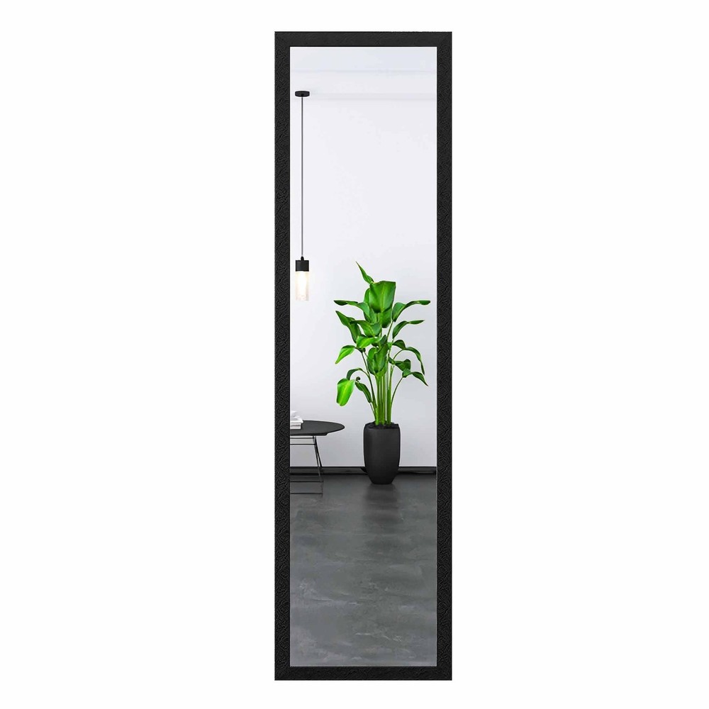 Full Length Wall Mirror 50"x14" - Explosion-Proof, Rectangular, Black Frame D...