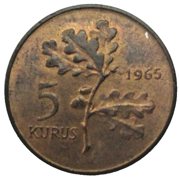 1965 Turkey 5 KURUS Coin!!