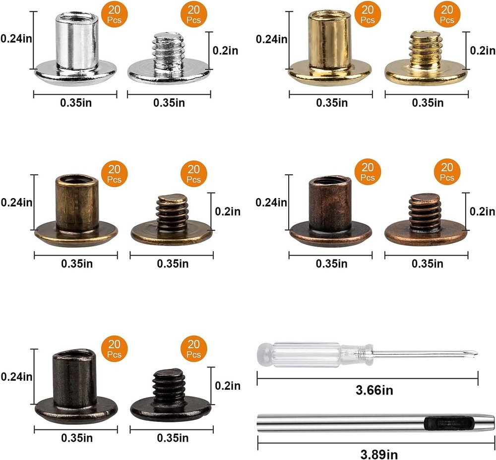 Chicago Screws for Leather Crafting Assorted Colors