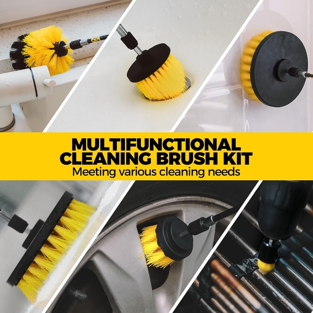 30Pack Drill Brush Attachments Set, Scrubber Pads & Sponge, with long Attachment