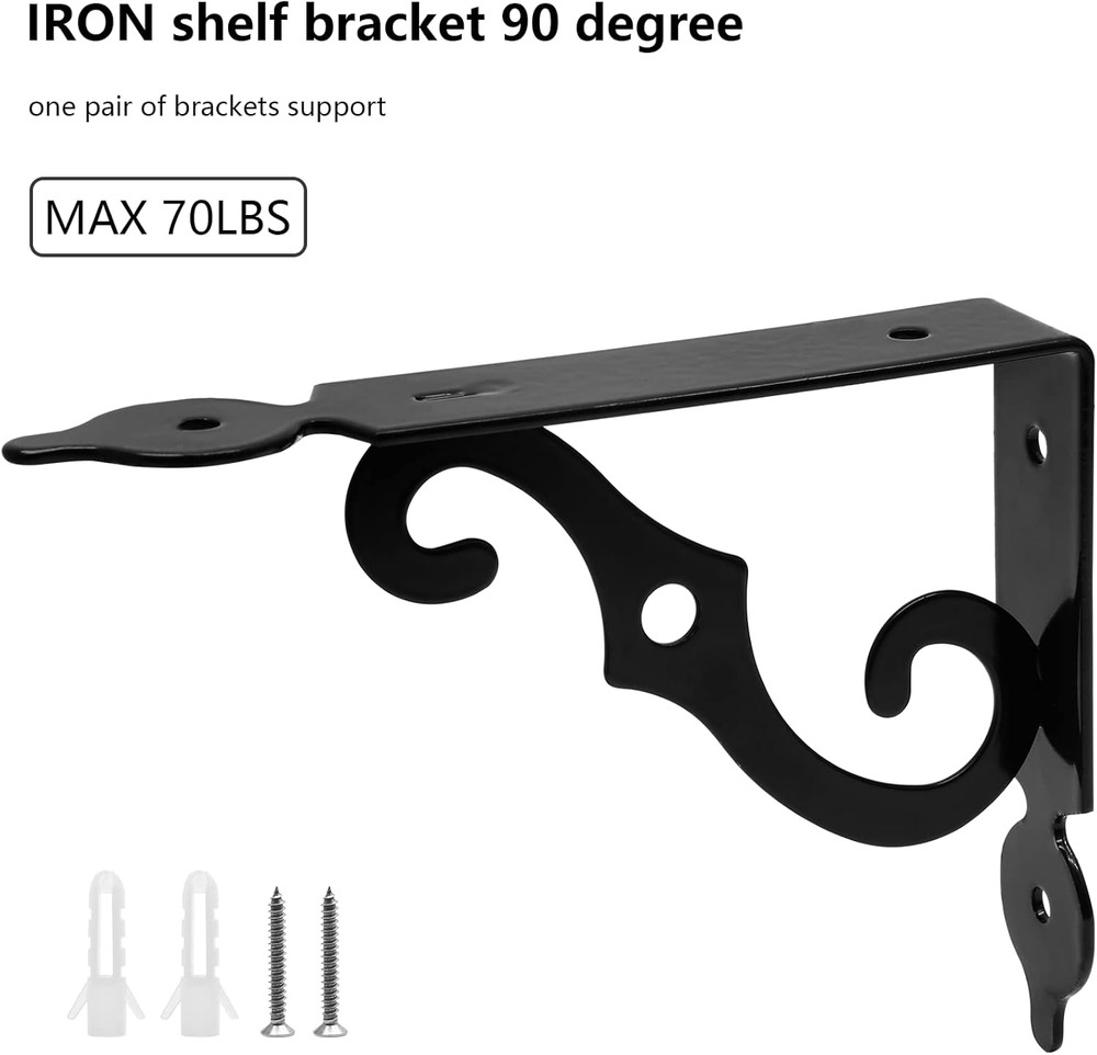 2 Pcs L Bracket Decorative Shelf Brackets, Wall Mounted L Shape Floating Shelf B