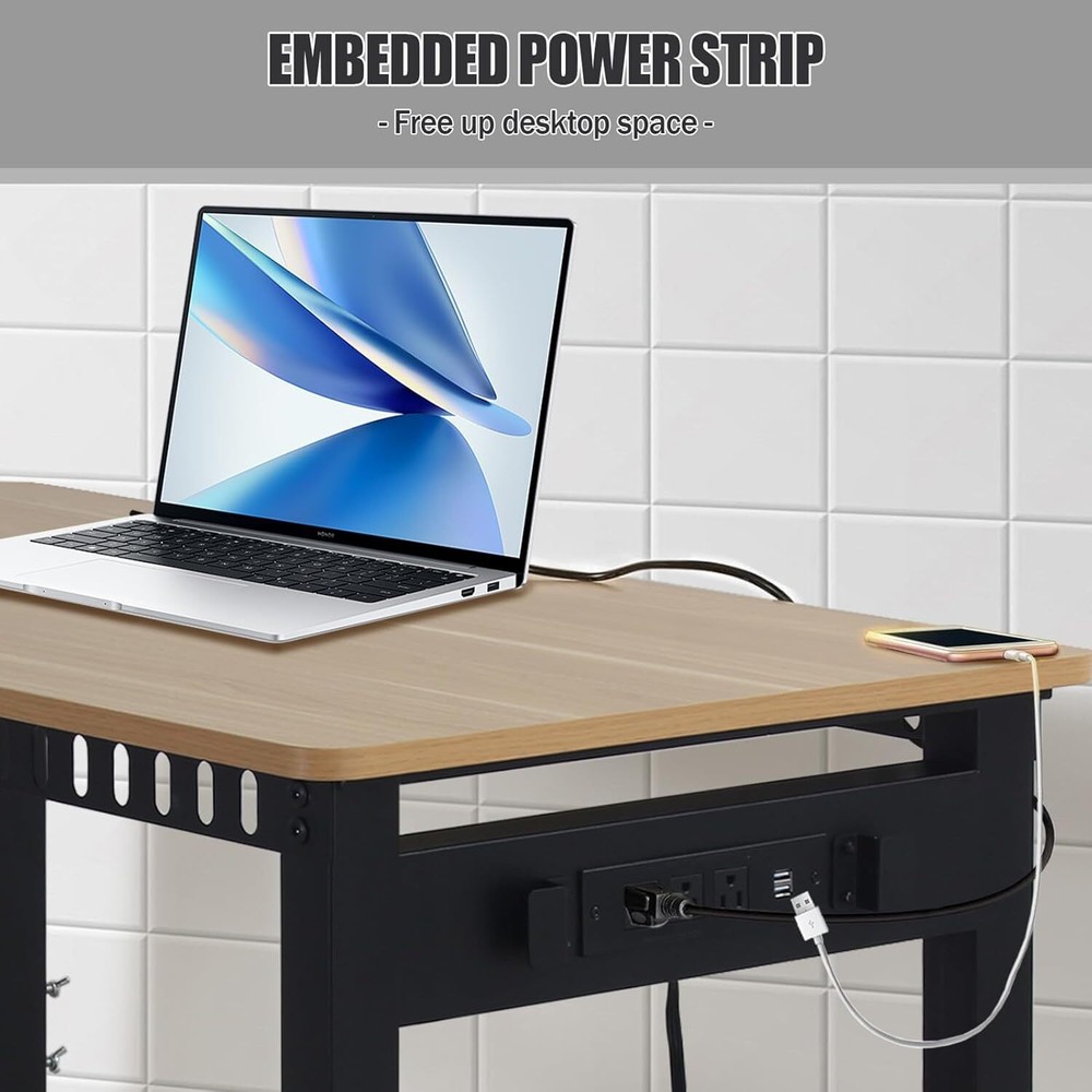 Modern Power Outlet Workbench, Height Adjustable, 2000 lbs Load, USB & Sockets