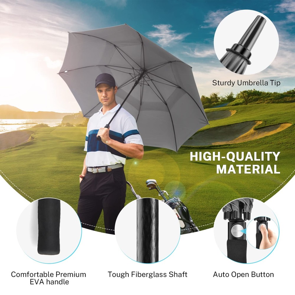 Large Golf Umbrella Windproof 54/62/68 Inch Extra Large Automatic Open Double