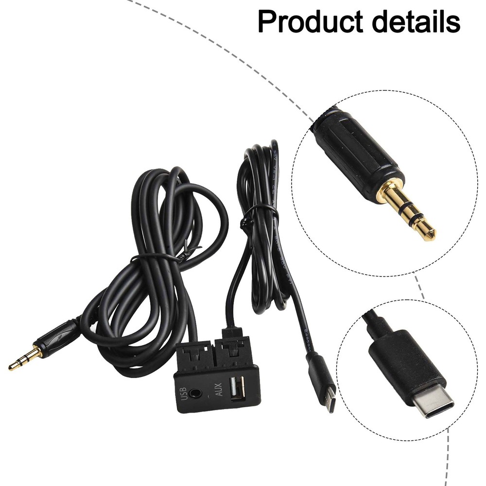 Center Console Car USB and AUX Port Panel Interface 145CM Extension Cable