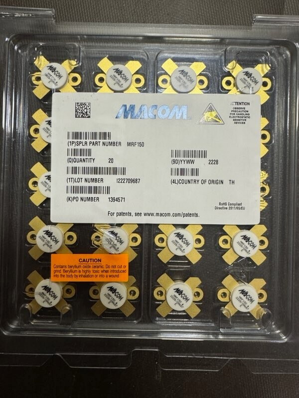 MRF150 Transistor RF Power FET 150W, to 150MHz, 50V 4-Pin Case 211-11 MACOM mfg