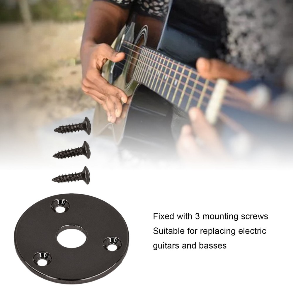 Guitar Jack Socket Plate Round Metal Input Output Cover Replacement Hardware For