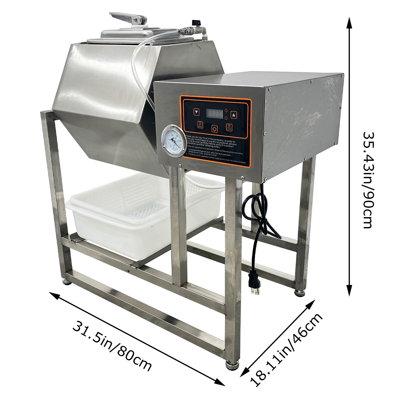 45L 12gal Vacuum Pump Meat Tumbler Marinator Vegetable Fermenting Machine Mixer