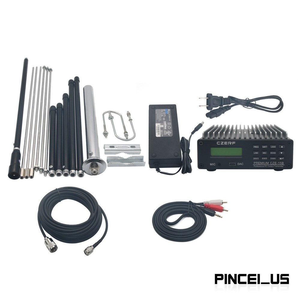 CZE-15B Adjustable Stereo FM Transmitter PC Control Wireless Radio KIT 0.3-15W