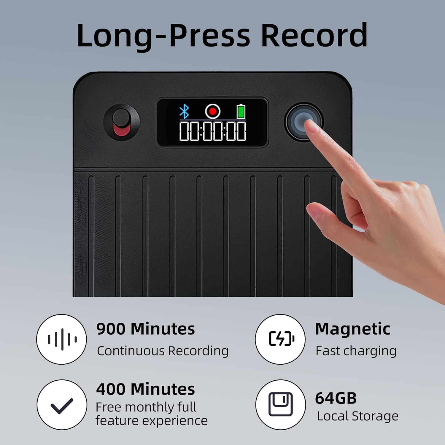 AI Voice Recorder,64GB Smart Audio Recorder W/ Transcribe AI Su Supports 112 Lg