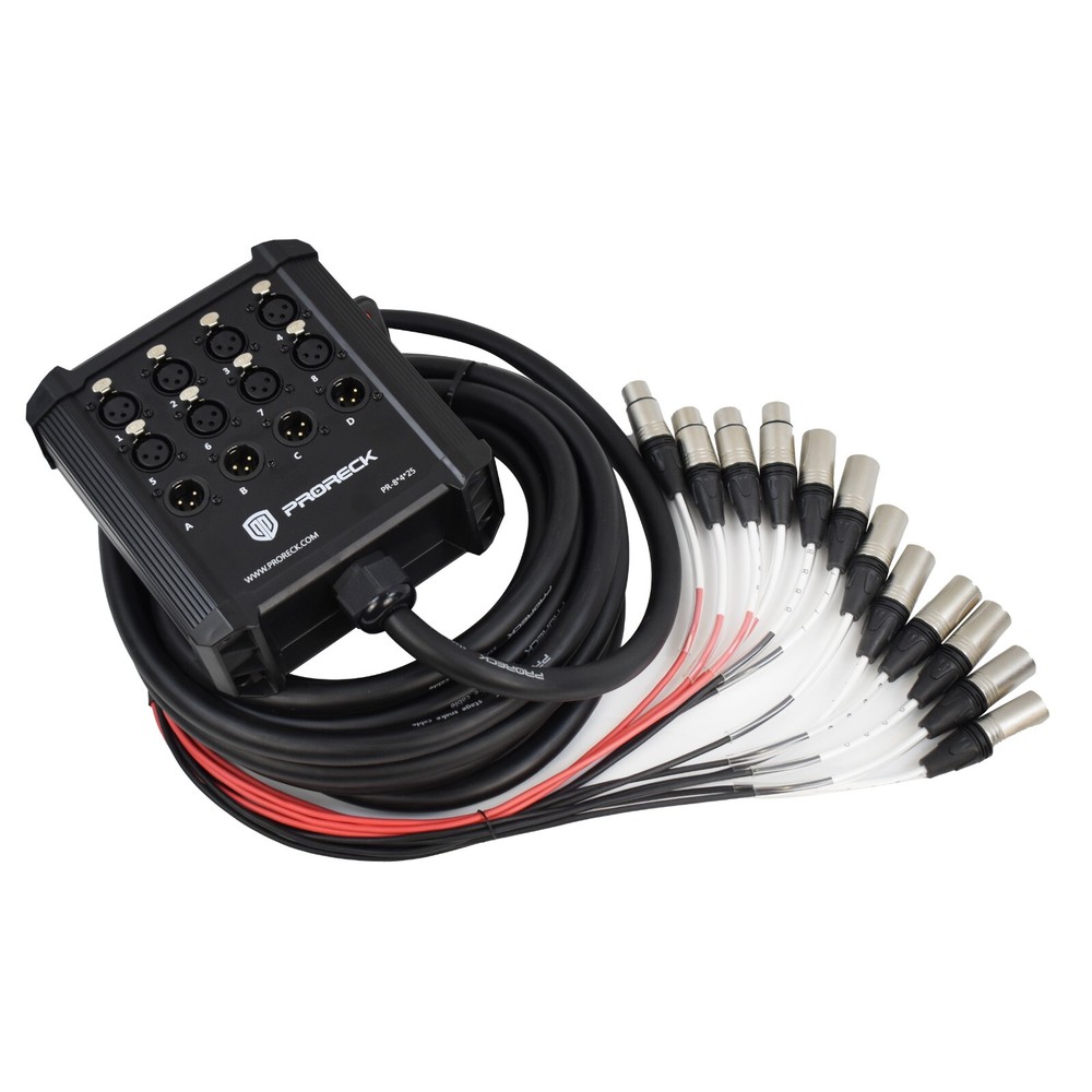 PRORECK PR-8*4 Low Profile XLR Send Snake Cables-25ft