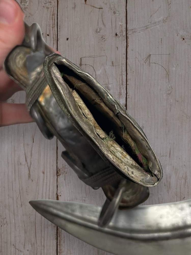 Vintage Antique Solid Silver Mounted Middle Eastern Jambiya Knife With Sheath