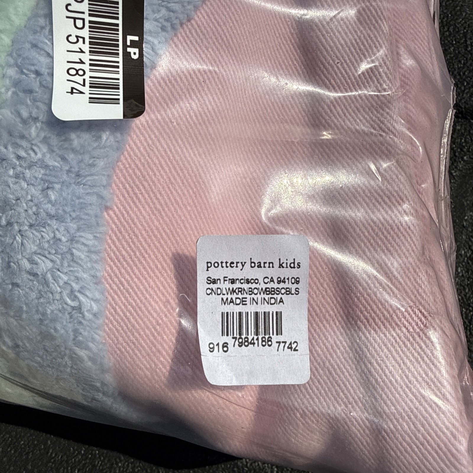 Pottery Barn Teen Anywhere Beanbag Candlewick Rainbow Blush - 31" - New