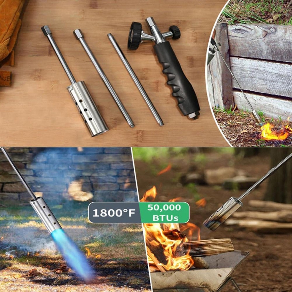 Propane Torch Weed Burner Blow Torch Flame Control Detachable Long Arm Outside
