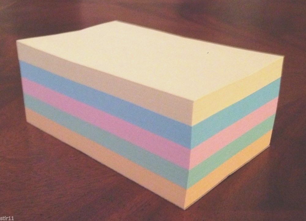 Refill Note Paper  - Loose Rectangular Sheets - 4 x 6 " ( 5 Different Colors )
