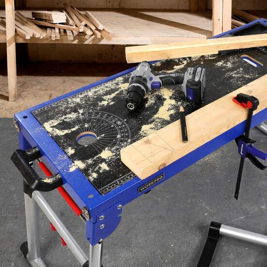 5-in-1 Portable Workbench Miter Saw Stand Quick Folding Worktable Adjustable Leg
