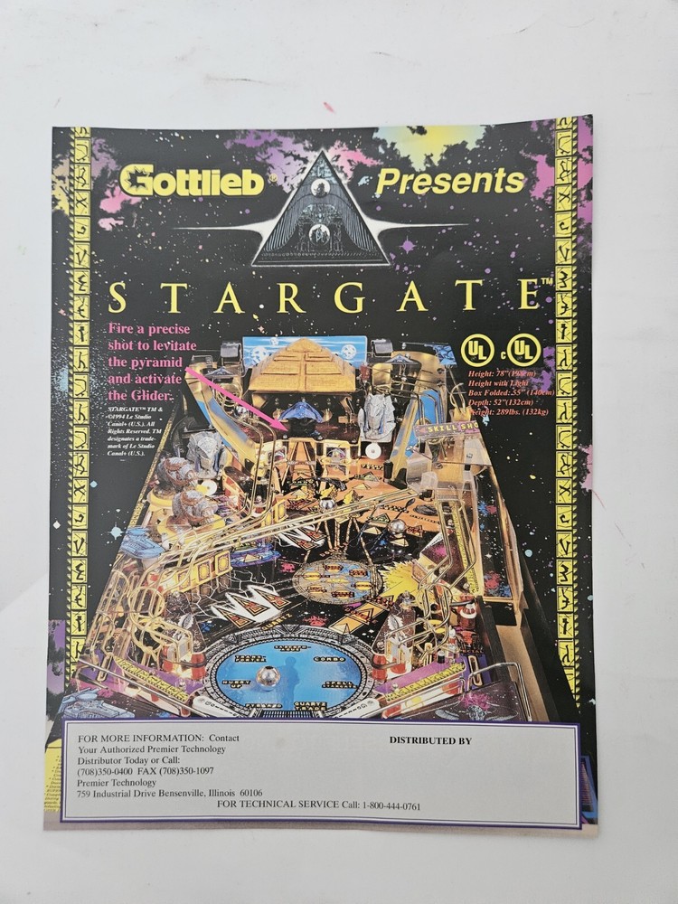 Stargate Pinball Machine Ad Original