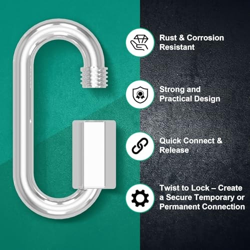 20 Pack Quick Links Chain Connectors, Galvanized Chain Locking Hooks, 620LBS