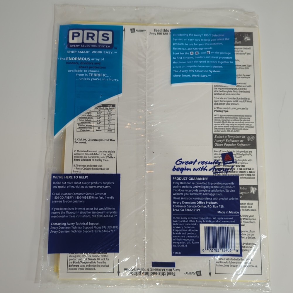 Avery 12403 Big 8 Tab 2 Sets Insertable Storage Dividers Clear Printable