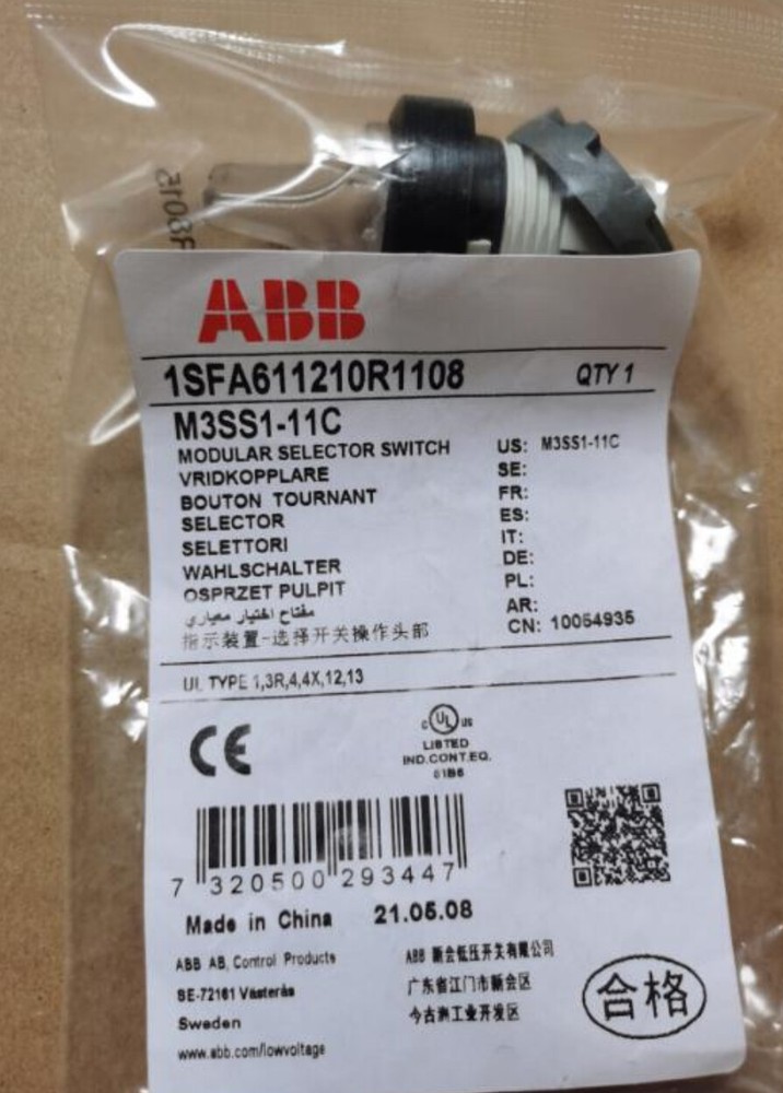 1pcs ABB Selector Pushbutton Switch M3SS1-11C