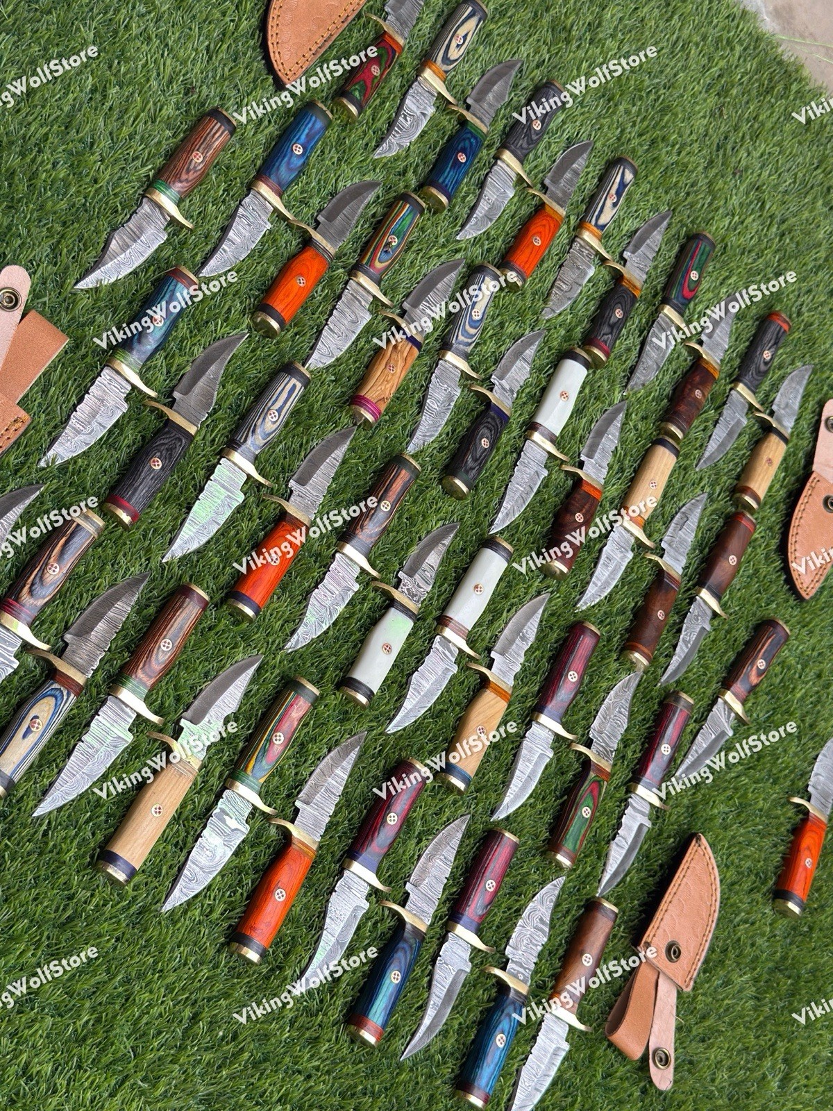 20 Pcs of CUSTOM HANDMADE 6"inch DAMASCUS STEEL CAMPING & HUNTING KNIVE FROM USA
