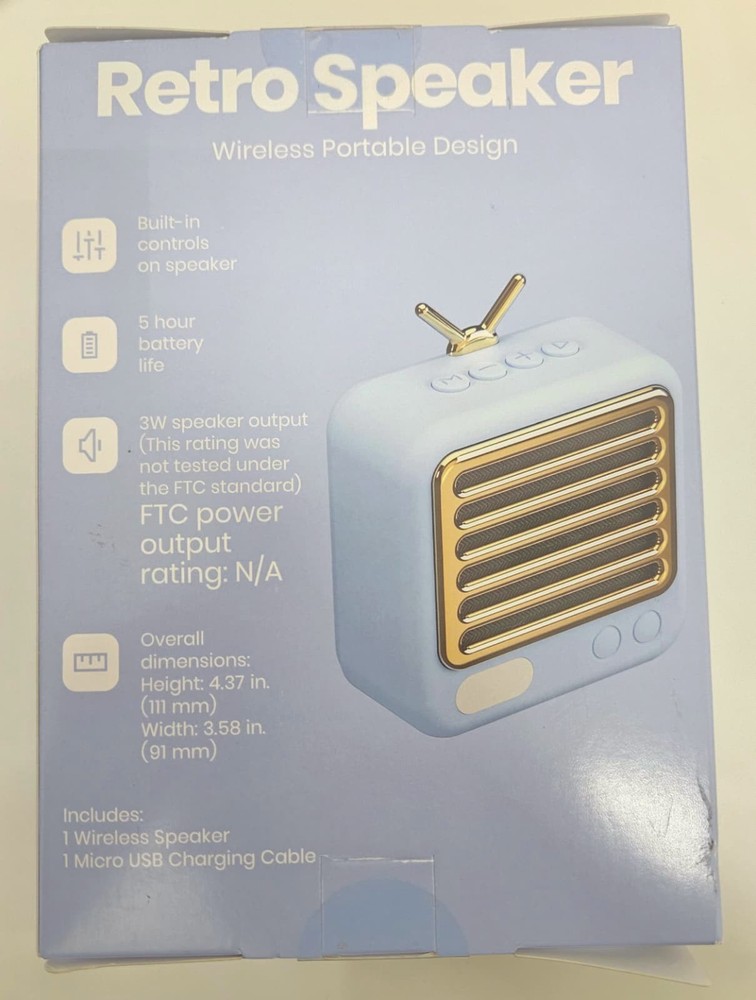 GEMS Retro Speaker - Light Blue Wireless Portable Design
