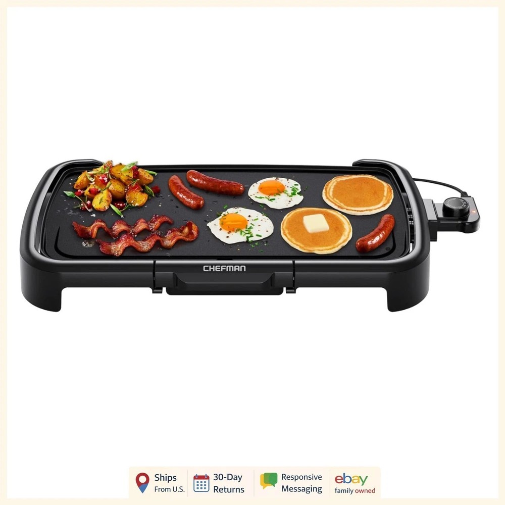 XL Electric Griddle with Nonstick Surface and Removable Temperature Control