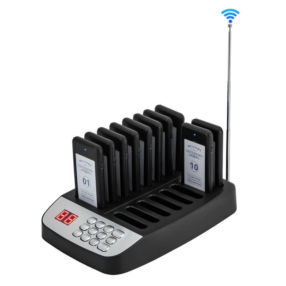 10 Restaurant Coaster Pager Guest Call Wireless Paging Queuing Calling System