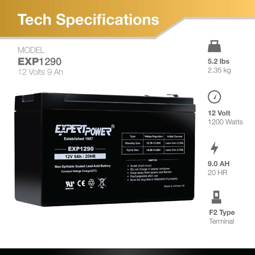 12V 9Ah SLA Replacement Battery for Ritar RT1290H