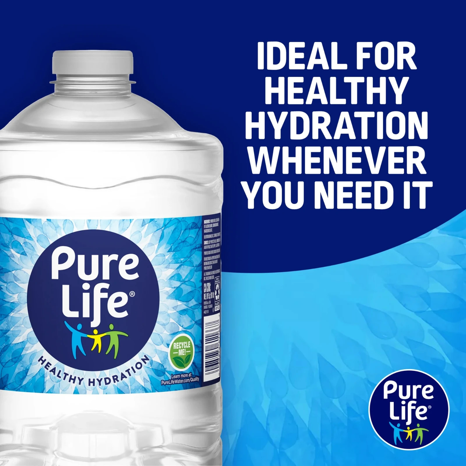 (4 pack) Pure Life Purified Water, 3 Liter, Single Plastic Jug