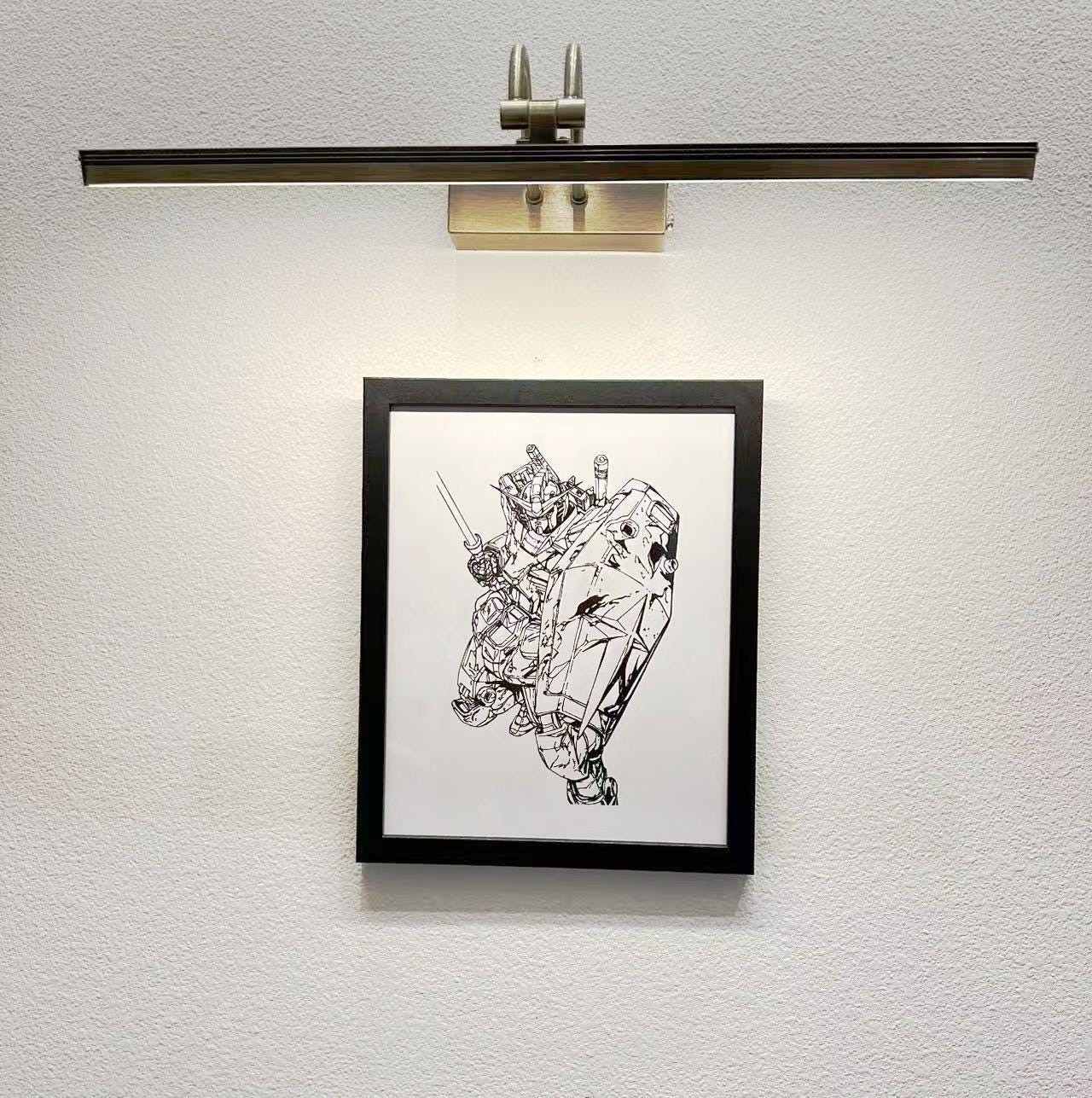 Hand Drawn (Not a Print) Gundam RX-78 Framed Pen & Ink Art Drawing