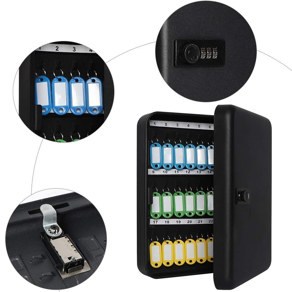 Key Cabinet Wall Mount,Locking Key Organizer,Key Storage Lock Box with Code