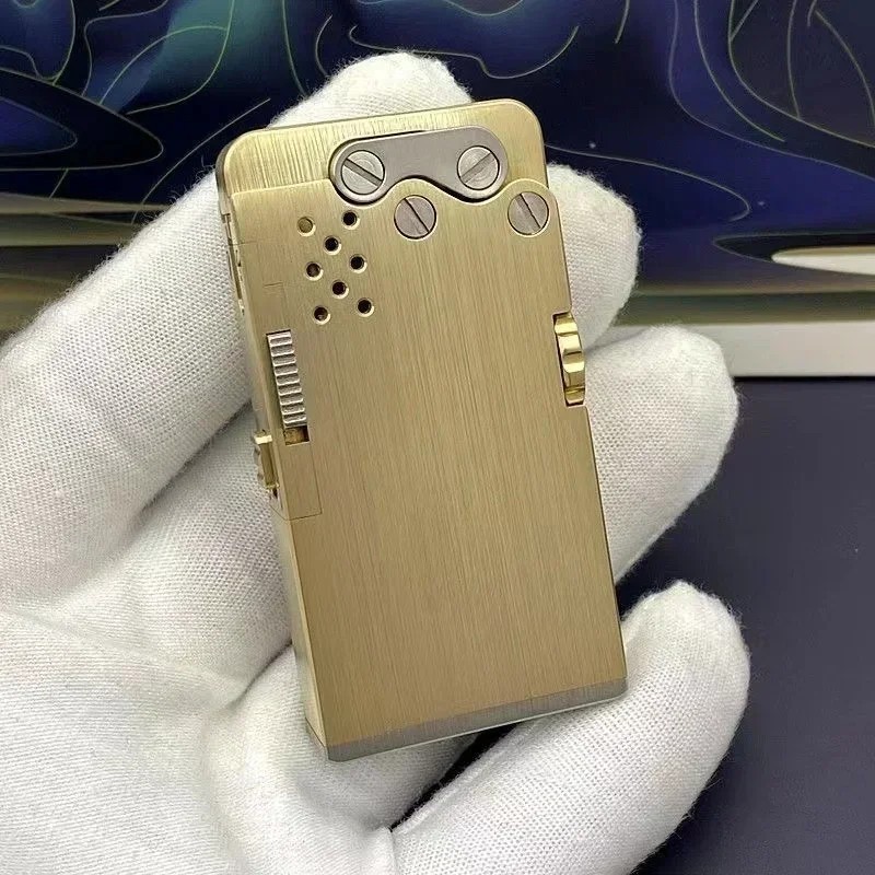 Handmade Brass Mechanical Automatic Ignition Gasoline Lighter with Titanium Gift