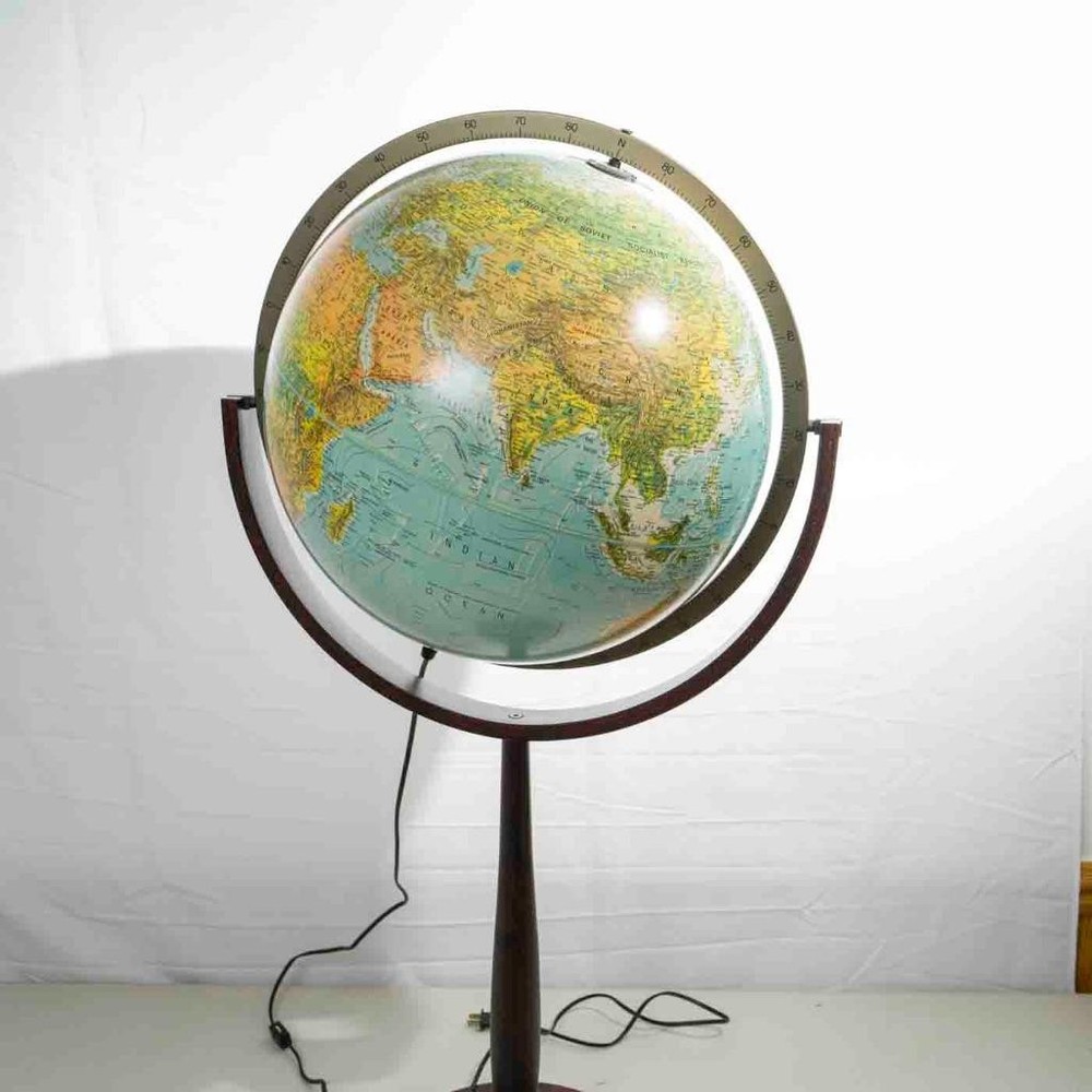 Floor Globe by Replogle Globes 12" Diameter, Walnut / Metal Base