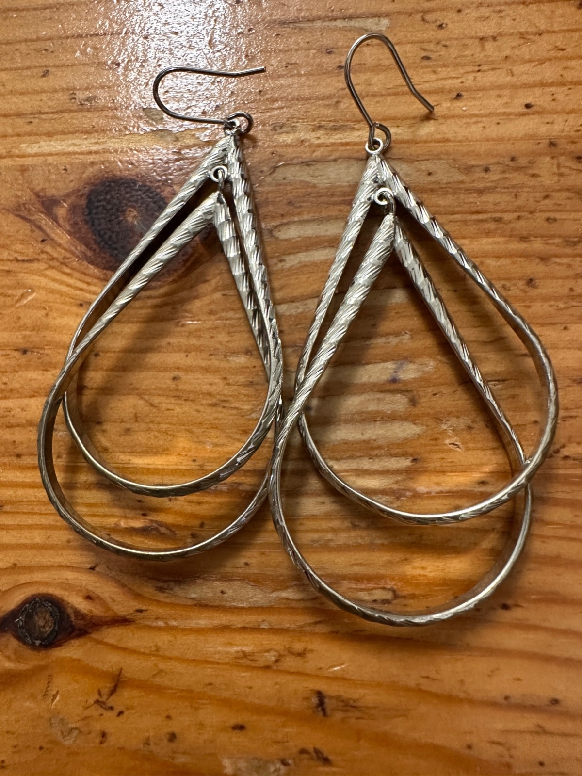 Lot Of 4 Pairs of Silver Tone Dangle Earrings Faux Gem Fantasy