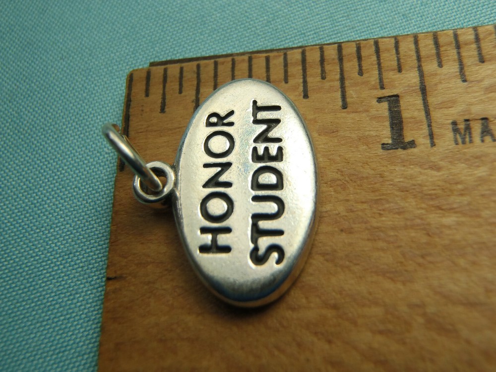 Sterling Silver 19x15mm solid School Solid Oval Honor Student Charm Made IN USA