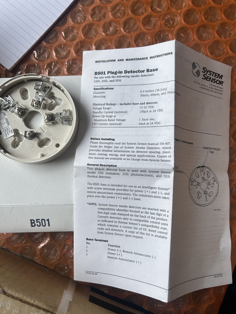 System Sensor B501 Smoke Detector base