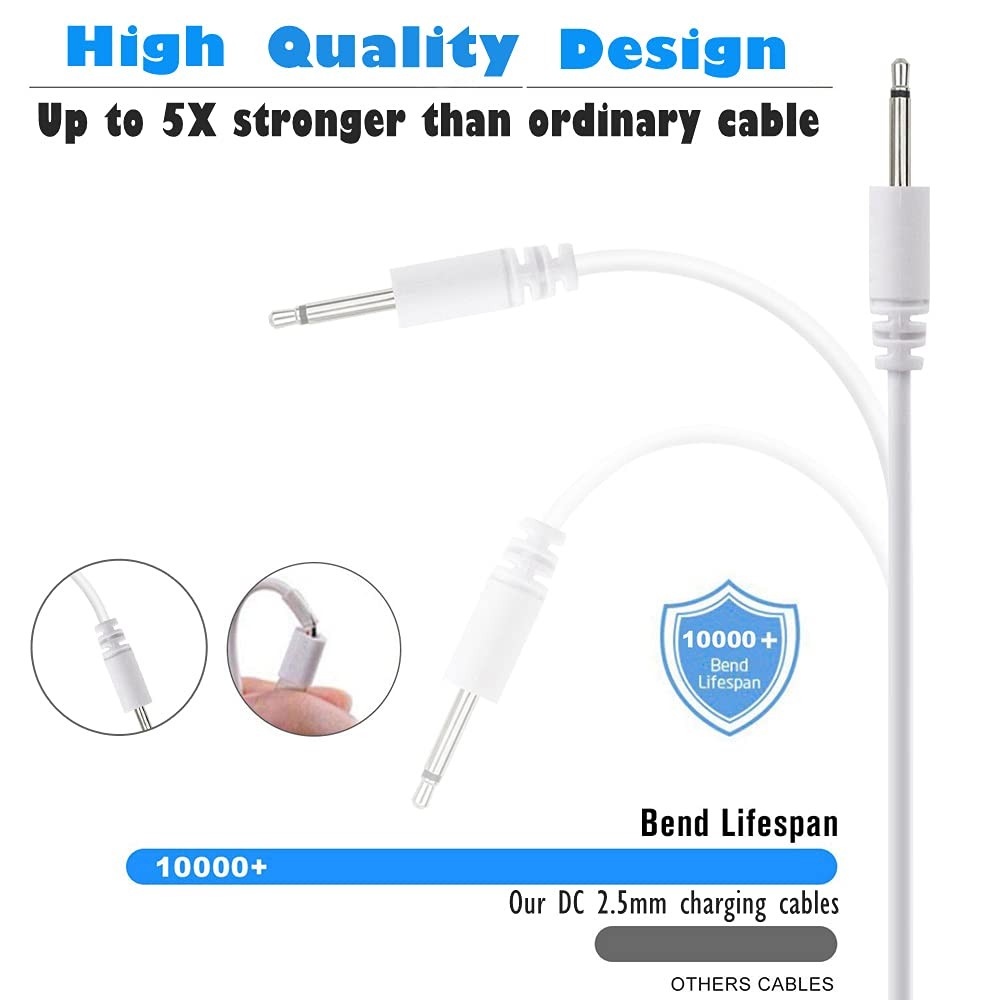 BATSOEASY 2 Pack 2.7ft Replacement DC Charging Cable, 10 centimeters, White