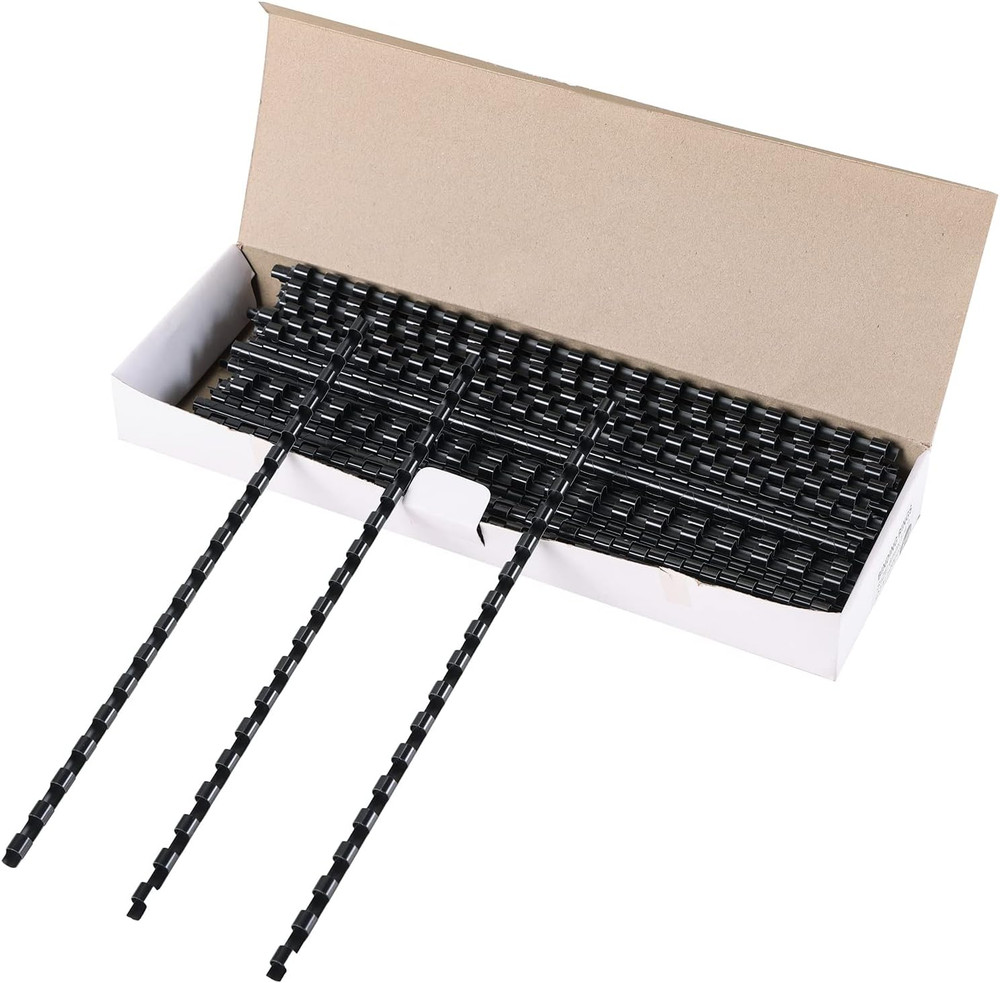 100 Pack 19 Ring Plastic Comb Binding Spines | 1/4 Inch Diameter, 20 Sheet Capac