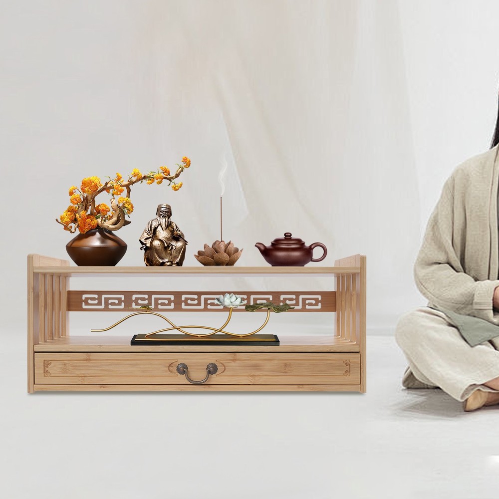 Meditation Storage Table, Altar Table with Drawer, Desktop Organizer