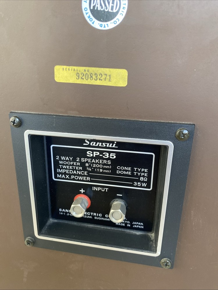 Sansui SP-35 35w Speakers Pair- UNTESTED!!