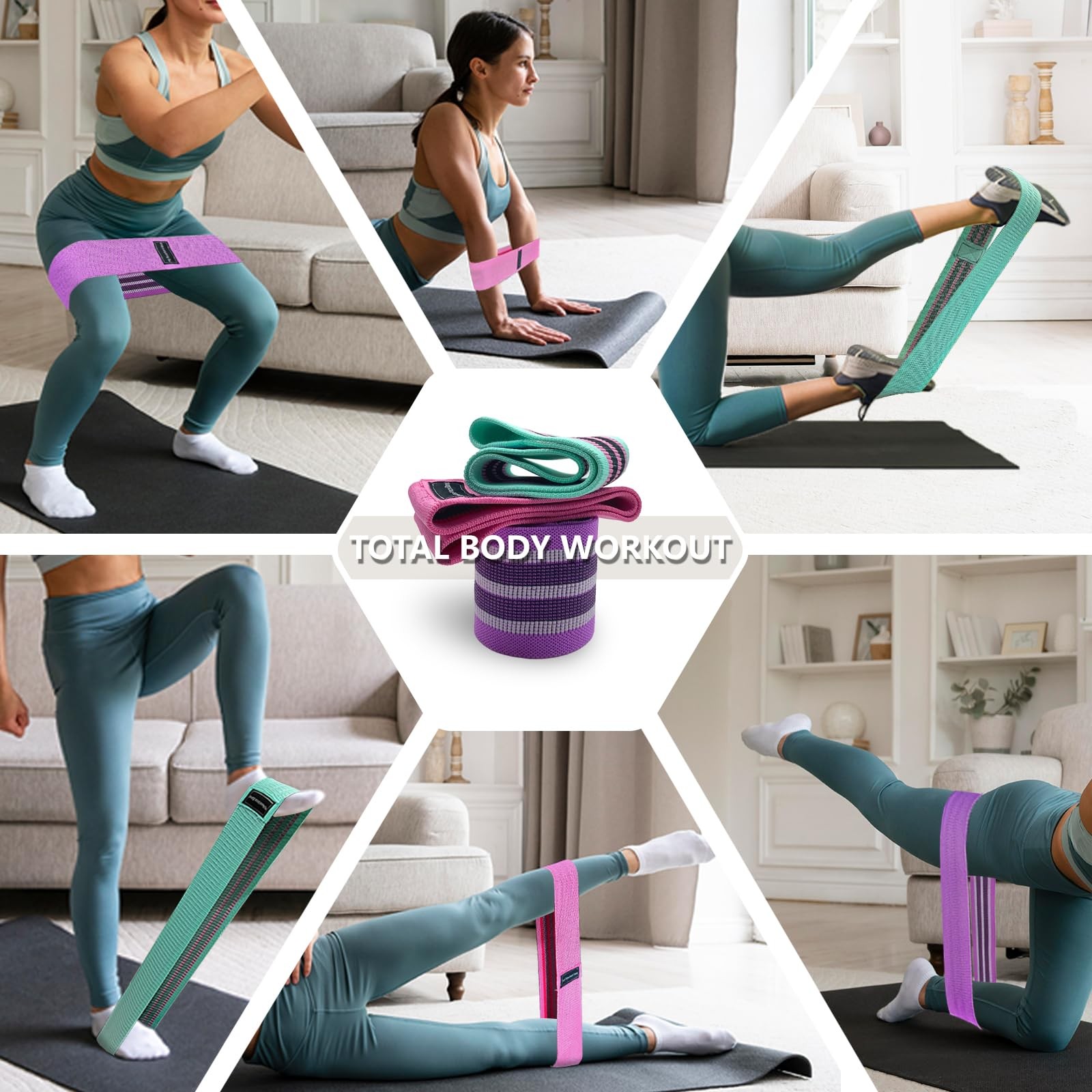 Exercise Bands, 3 Levels Fabric Resistance Bands for Working Out, Workout Ban...