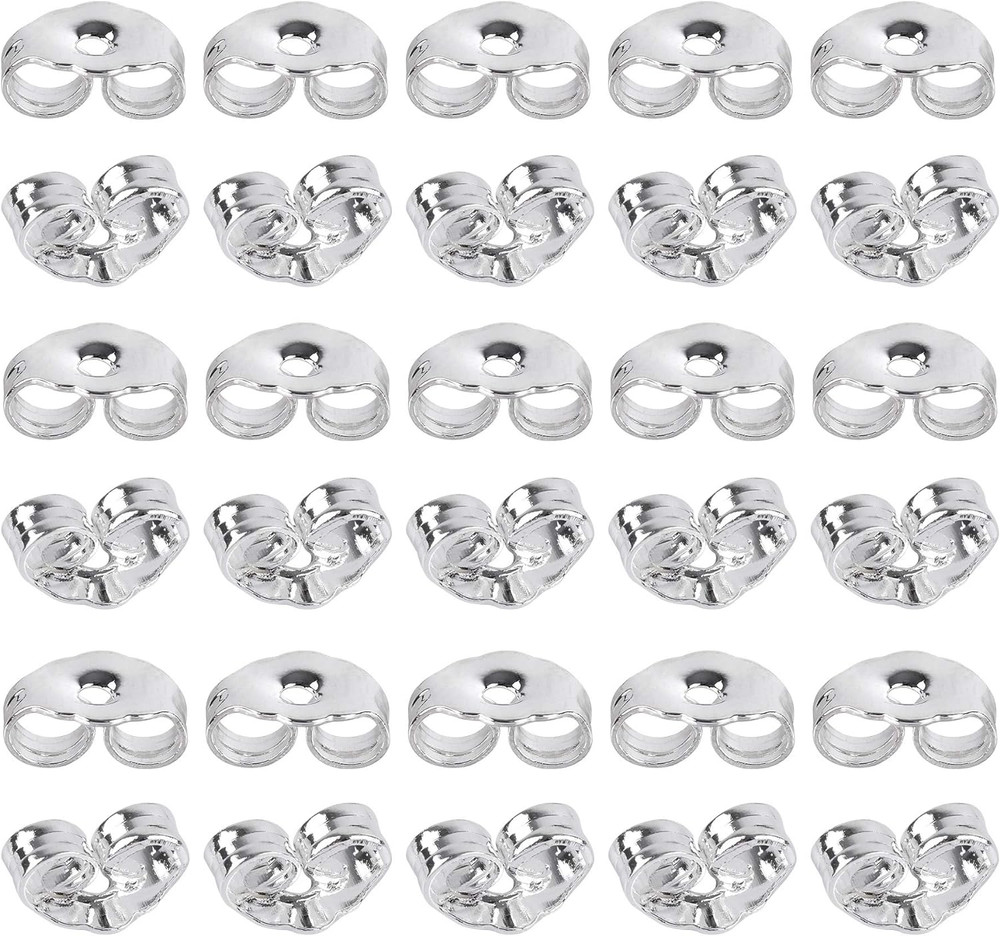 NEW 30PCS 925 Sterling Silver Earring Back Replacements Secure Lock for Studs