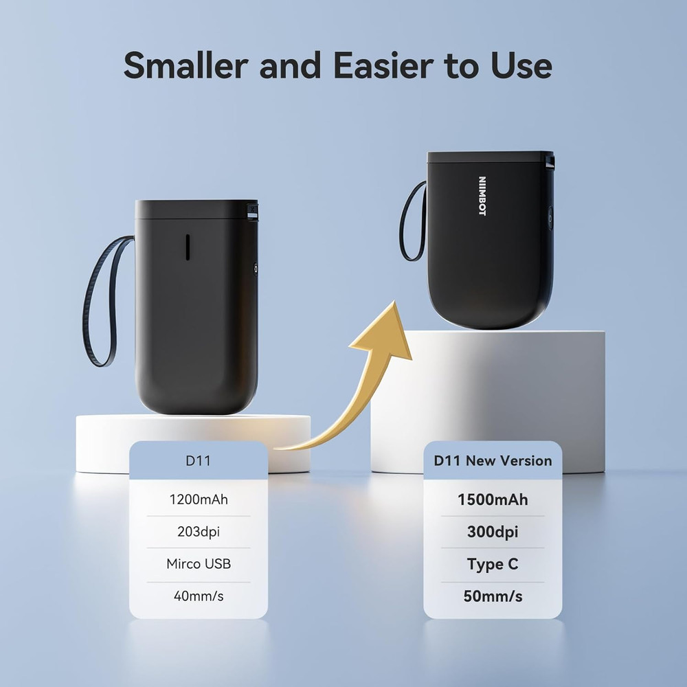 D11 New Version Label Maker Machine with Tape,300Dpi Bluetooth Label Printer, Po