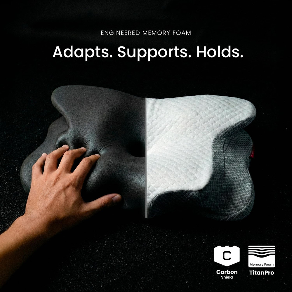 Cervical Original Neck plus Charcoal Premium Ergonomic Memory Foam Activated Cha